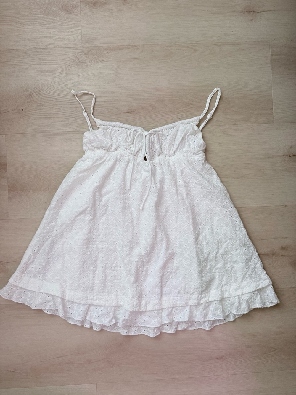 White Cotton Camisole Mini Dress